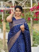 Rich Benaroshi Texture Japani Silk Saree with Blouse Piece Attire | অভিজাত বেনারসী টেক্সচার সুন্দর সিল্ক কালেকশন পোশাক । MNK SHOP - Image 3