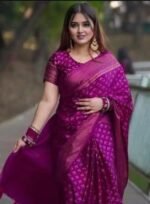 Rich Benaroshi Texture Japani Silk Saree with Blouse Piece Attire | অভিজাত বেনারসী টেক্সচার সুন্দর সিল্ক কালেকশন পোশাক । MNK SHOP - Image 9