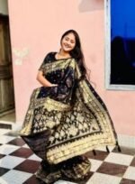 Rich Benaroshi Texture Japani Silk Saree with Blouse Piece Attire | অভিজাত বেনারসী টেক্সচার সুন্দর সিল্ক কালেকশন পোশাক । MNK SHOP - Image 10