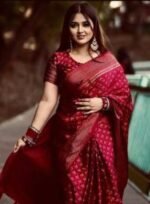 Rich Benaroshi Texture Japani Silk Saree with Blouse Piece Attire | অভিজাত বেনারসী টেক্সচার সুন্দর সিল্ক কালেকশন পোশাক । MNK SHOP - Image 19