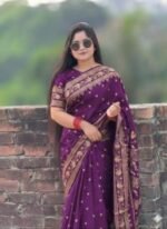 Rich Benaroshi Texture Japani Silk Saree with Blouse Piece Selection | অভিজাত বেনারসী টেক্সচার সিল্ক শাড়ির কালেকশন সিলেকশন । MNK SHOP - Image 7