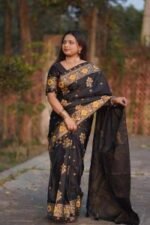 Rich Benaroshi Texture Japani Silk Saree with Blouse Piece Selection | অভিজাত বেনারসী টেক্সচার সিল্ক শাড়ির কালেকশন সিলেকশন । MNK SHOP - Image 13