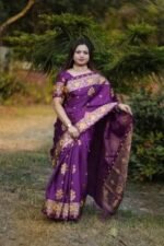 Rich Benaroshi Texture Japani Silk Saree with Blouse Piece Selection | অভিজাত বেনারসী টেক্সচার সিল্ক শাড়ির কালেকশন সিলেকশন । MNK SHOP - Image 14