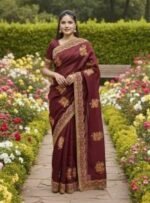 Deluxe Quality Premium Embroidery Semi Moslin Saree | ডেলুক্স কোয়ালিটি প্রিমিয়াম কালেকশন । MNK SHOP - Image 10