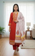 Block Print Three Piece | ব্লক প্রিন্ট থ্রি পিস । MNK SHOP - Image 2