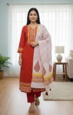 Ultra Soft Breathable Fabric Block Print Three Piece | নরম আরামদায়ক ফেব্রিক ফ্যাশন থ্রি পিস । MNK SHOP - Image 11