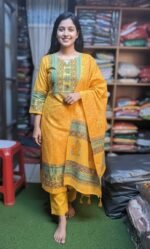 Block Print Three Piece | ব্লক প্রিন্ট থ্রি পিস । MNK SHOP - Image 6