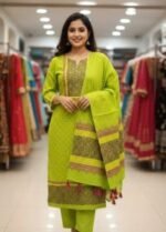 Ultra Soft Breathable Fabric Block Print Three Piece | নরম আরামদায়ক ফেব্রিক ফ্যাশন থ্রি পিস । MNK SHOP - Image 5