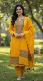 Ultra Soft Breathable Fabric Block Print Three Piece | নরম আরামদায়ক ফেব্রিক ফ্যাশন থ্রি পিস । MNK SHOP - Image 3