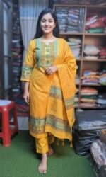 Ultra Soft Breathable Fabric Block Print Three Piece | নরম আরামদায়ক ফেব্রিক ফ্যাশন থ্রি পিস । MNK SHOP - Image 4