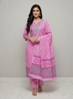 Ultra Soft Breathable Fabric Block Print Three Piece Wear | নরম আরামদায়ক ফেব্রিক নারীদের ফ্যাশন ওয়্যার । MNK SHOP - Image 6