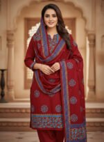 Deluxe High Density Work Block Print Three Piece Wear | ডেলুক্স হাই ডেনসিটি কাজ সুন্দর কালেকশন ওয়্যার । MNK SHOP