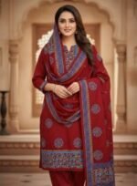 Sophisticated Party Outfit Block Print Three Piece Outfit | সোফিস্টিকেটেড পার্টি আউটফিট ফ্যাশন কালেকশন আউটফিট । MNK SHOP - Image 3