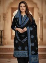 Sophisticated Party Outfit Block Print Three Piece Outfit | সোফিস্টিকেটেড পার্টি আউটফিট ফ্যাশন কালেকশন আউটফিট । MNK SHOP - Image 4