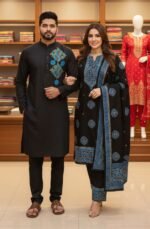 Aesthetic Jafran Design Panjabi Three Piece Couple Set | নান্দনিক জাফরান ডিজাইন আকর্ষণীয় কাপল সেট । MNK SHOP - Image 5