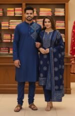 Royal Luxury Dubai Silk Block Print Three Piece Selection | রয়েল লাক্সারি দুবাই সিল্ক ক্যাজুয়াল থ্রি পিস সিলেকশন । MNK SHOP - Image 5