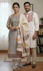 Premium Handcrafted Work Panjabi Three Piece Couple Set | প্রিমিয়াম হাতের কাজ সুন্দর পাঞ্জাবি সেট । MNK SHOP - Image 2