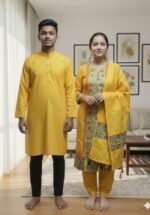 Premium Handcrafted Work Panjabi Three Piece Couple Set | প্রিমিয়াম হাতের কাজ সুন্দর পাঞ্জাবি সেট । MNK SHOP - Image 5