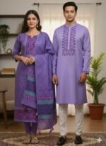 Premium Handcrafted Work Panjabi Three Piece Couple Set | প্রিমিয়াম হাতের কাজ সুন্দর পাঞ্জাবি সেট । MNK SHOP - Image 7