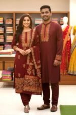 Premium Handcrafted Work Panjabi Three Piece Couple Set | প্রিমিয়াম হাতের কাজ সুন্দর পাঞ্জাবি সেট । MNK SHOP - Image 9