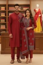 Premium Handcrafted Work Panjabi Three Piece Couple Set | প্রিমিয়াম হাতের কাজ সুন্দর পাঞ্জাবি সেট । MNK SHOP - Image 15