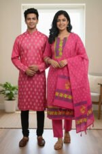 Ultra Comfortable Cotton Panjabi Three Piece Couple Set Outfit | আরামদায়ক সুতি আধুনিক কাপল সেট আউটফিট । MNK SHOP - Image 5