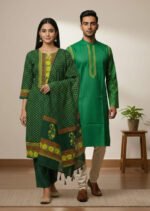 Ultra Comfortable Cotton Panjabi Three Piece Couple Set Outfit | আরামদায়ক সুতি আধুনিক কাপল সেট আউটফিট । MNK SHOP - Image 7