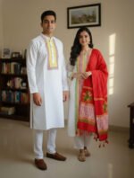 Royal Heritage Style Panjabi Three Piece Couple Set Wear | রয়েল হেরিটেজ স্টাইল ফ্যাশনেবল কাপল সেট ওয়্যার । MNK SHOP - Image 2