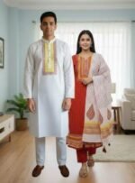 Exclusive Embroidery Panjabi Three Piece Couple Set Outfit | এক্সক্লুসিভ এমব্রয়ডারি কাপলদের স্টাইল আউটফিট । MNK SHOP - Image 4