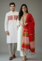 Exclusive Embroidery Panjabi Three Piece Couple Set Outfit | এক্সক্লুসিভ এমব্রয়ডারি কাপলদের স্টাইল আউটফিট । MNK SHOP - Image 15