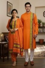 Exclusive Embroidery Panjabi Three Piece Couple Set Outfit | এক্সক্লুসিভ এমব্রয়ডারি কাপলদের স্টাইল আউটফিট । MNK SHOP - Image 3