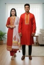 Exclusive Embroidery Panjabi Three Piece Couple Set Outfit | এক্সক্লুসিভ এমব্রয়ডারি কাপলদের স্টাইল আউটফিট । MNK SHOP - Image 6