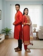 Exclusive Embroidery Panjabi Three Piece Couple Set Outfit | এক্সক্লুসিভ এমব্রয়ডারি কাপলদের স্টাইল আউটফিট । MNK SHOP - Image 7