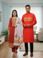 Exclusive Embroidery Panjabi Three Piece Couple Set Outfit | এক্সক্লুসিভ এমব্রয়ডারি কাপলদের স্টাইল আউটফিট । MNK SHOP - Image 8