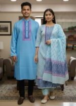 Exclusive Embroidery Panjabi Three Piece Couple Set Outfit | এক্সক্লুসিভ এমব্রয়ডারি কাপলদের স্টাইল আউটফিট । MNK SHOP - Image 10