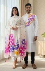 Exclusive Embroidery Panjabi Three Piece Couple Set Outfit | এক্সক্লুসিভ এমব্রয়ডারি কাপলদের স্টাইল আউটফিট । MNK SHOP - Image 11