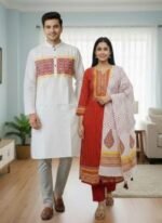 Exclusive Embroidery Panjabi Three Piece Couple Set Outfit | এক্সক্লুসিভ এমব্রয়ডারি কাপলদের স্টাইল আউটফিট । MNK SHOP - Image 12