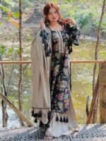Royal Luxury Dubai Silk Digital Print Three Piece Outfit | রয়েল লাক্সারি দুবাই সিল্ক প্রিন্টেড থ্রি পিস আউটফিট । MNK SHOP - Image 5