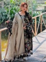 Royal Luxury Dubai Silk Digital Print Three Piece Outfit | রয়েল লাক্সারি দুবাই সিল্ক প্রিন্টেড থ্রি পিস আউটফিট । MNK SHOP - Image 2