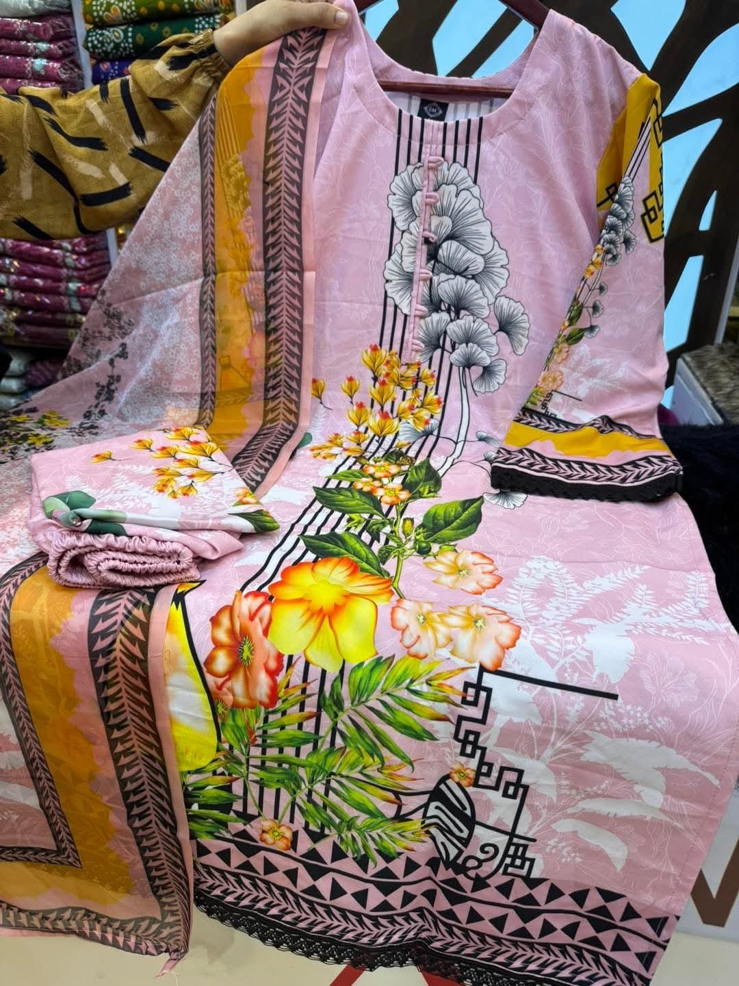 1772387336_L_2 Ultra Soft Breathable Fabric Digital Print Three Piece Attire | নরম আরামদায়ক ফেব্রিক প্রিমিয়াম থ্রি পিস পোশাক । MNK SHOP - Image 1