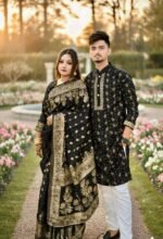 Fine Quality Stitching Saree Panjabi Couple Dress with Blouse Piece | উন্নত মানের সেলাই প্রিমিয়াম কাপল ড্রেস । MNK SHOP - Image 5