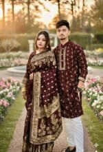 Fine Quality Stitching Saree Panjabi Couple Dress with Blouse Piece | উন্নত মানের সেলাই প্রিমিয়াম কাপল ড্রেস । MNK SHOP - Image 4