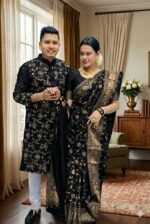 Fine Quality Stitching Saree Panjabi Couple Dress with Blouse Piece | উন্নত মানের সেলাই প্রিমিয়াম কাপল ড্রেস । MNK SHOP - Image 2