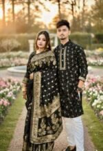Fine Quality Stitching Saree Panjabi Couple Dress with Blouse Piece | উন্নত মানের সেলাই প্রিমিয়াম কাপল ড্রেস । MNK SHOP - Image 3