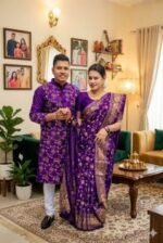 Fine Quality Stitching Saree Panjabi Couple Dress with Blouse Piece | উন্নত মানের সেলাই প্রিমিয়াম কাপল ড্রেস । MNK SHOP - Image 2
