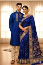 Fine Quality Stitching Saree Panjabi Couple Dress with Blouse Piece | উন্নত মানের সেলাই প্রিমিয়াম কাপল ড্রেস । MNK SHOP - Image 4