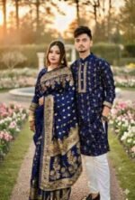 Fine Quality Stitching Saree Panjabi Couple Dress with Blouse Piece | উন্নত মানের সেলাই প্রিমিয়াম কাপল ড্রেস । MNK SHOP - Image 10
