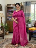Gorgeous Katan Border Embroidery Premium Half Silk Saree | গর্জিয়াস কাতান পাড় স্টাইলিশ শাড়ি । MNK SHOP - Image 5