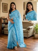 Elegant Wedding Collection Embroidery Premium Half Silk Saree | অভিজাত ওয়েডিং কালেকশন পার্টি শাড়ি । MNK SHOP - Image 4