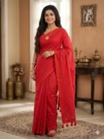 Gorgeous Katan Border Embroidery Premium Half Silk Saree | গর্জিয়াস কাতান পাড় স্টাইলিশ শাড়ি । MNK SHOP - Image 2